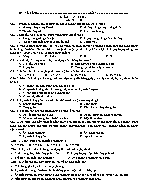 Đề kiểm tra 15 phút môn Lí 8